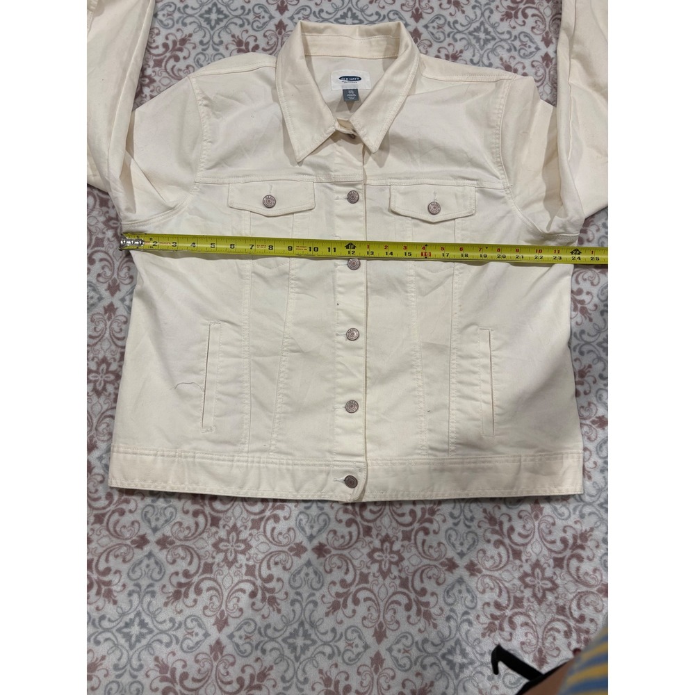 Old Navy Womens XXL Cream Off White Denim Jean Jacket Trucker Classic Cotton - Picture 6 of 8